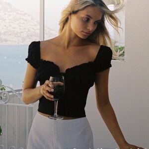 NWT With Jean Remy Black Ruched Top -NWT